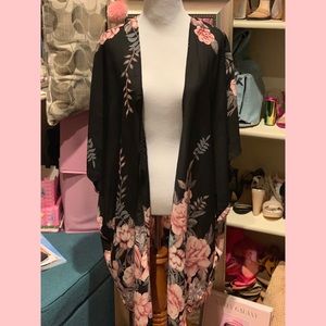Sheer Floral Kimono Cover Up